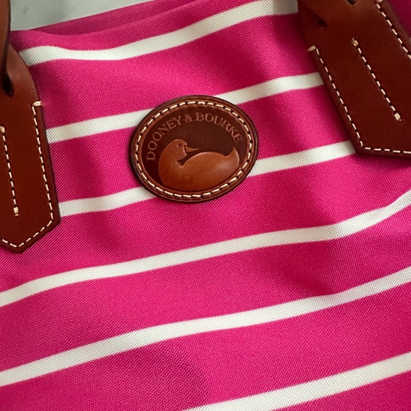 Dooney and Bourke Shopper Tote Pink And White Stripes. - Picture 4 of 5